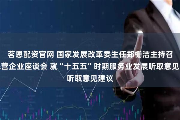 茗恩配资官网 国家发展改革委主任郑栅洁主持召开民营企业座谈会 就“十五五”时期服务业发展听取意见建议