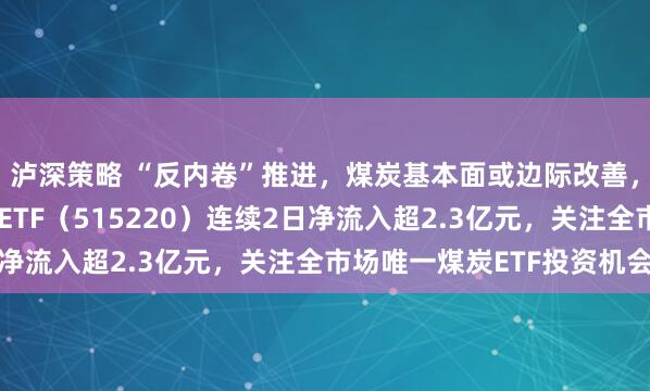 泸深策略 “反内卷”推进，煤炭基本面或边际改善，资金积极布局，煤炭ETF（515220）连续2日净流入超2.3亿元，关注全市场唯一煤炭ETF投资机会