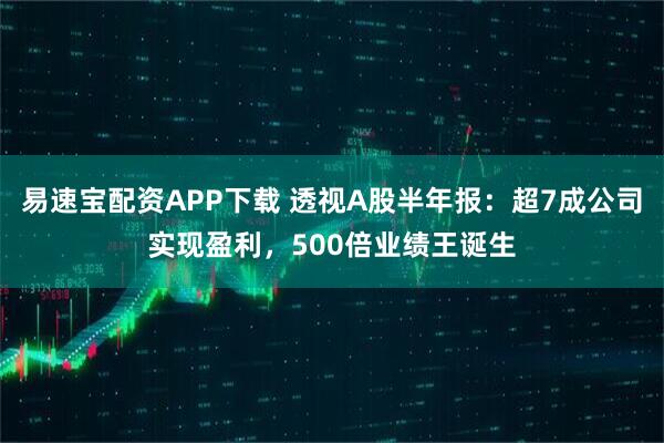 易速宝配资APP下载 透视A股半年报：超7成公司实现盈利，500倍业绩王诞生